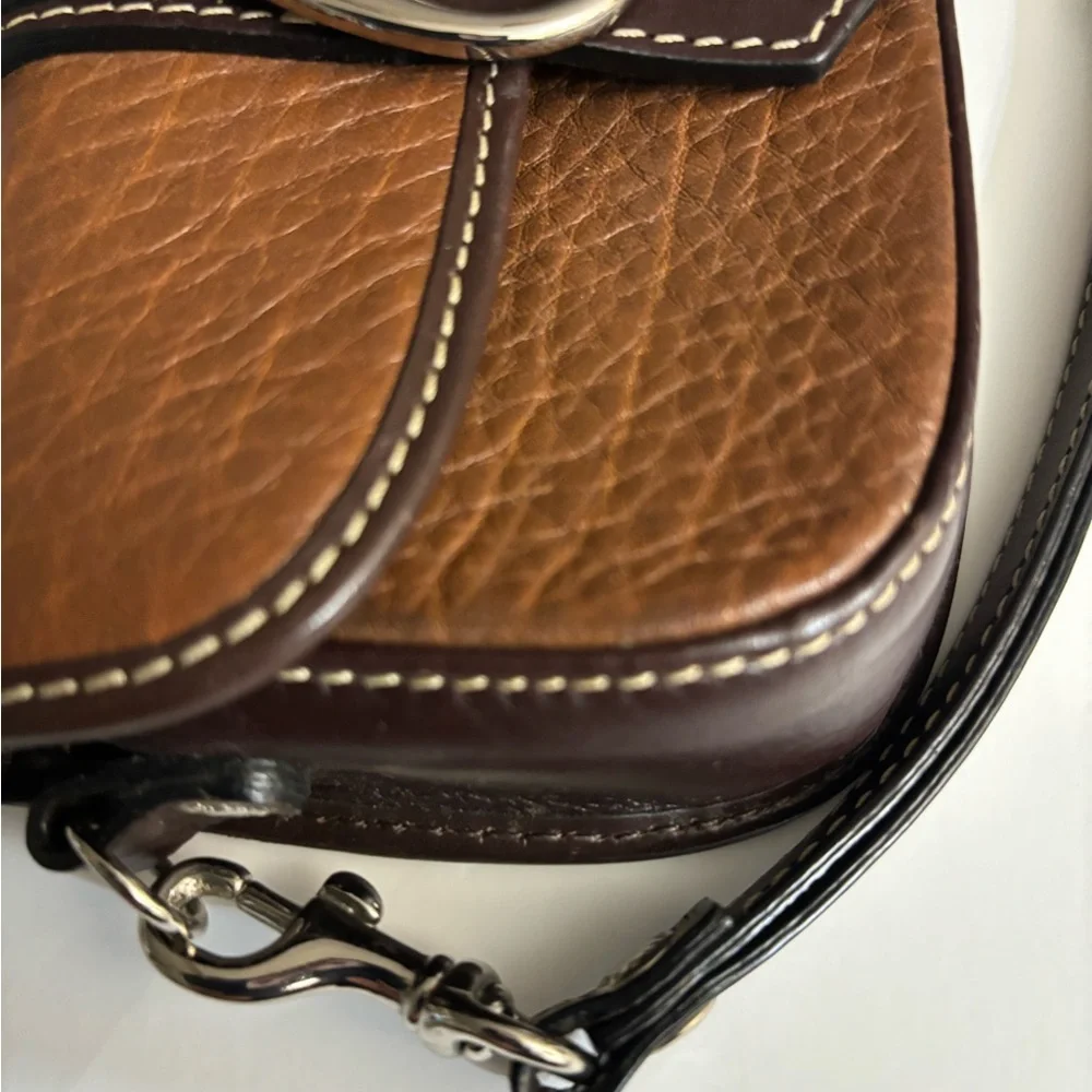Dooney & Bourke Vintage Leather Wristlet/Clutch in Brown with Front Ring Detail